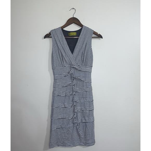 Nicole Miller Women Stretch Metallic V-Neck Sleeveless Dress Black White Size S - Picture 1 of 7